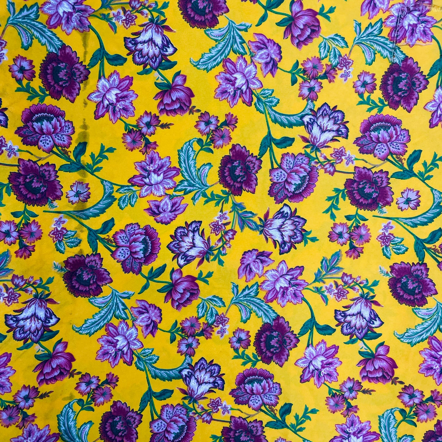 Mustard & Pink Floral Print Crepe Fabric - TradeUNO