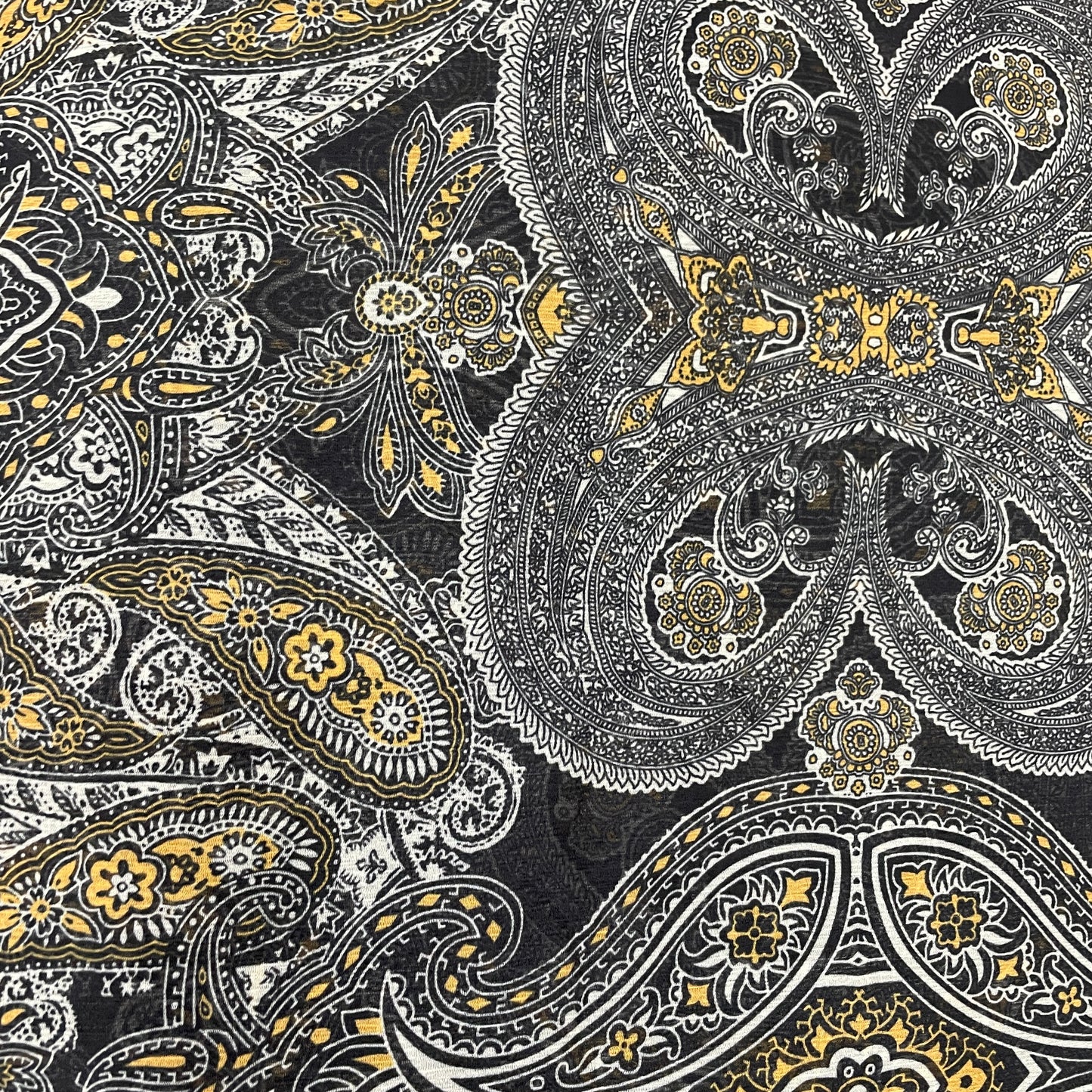 Black Paisley Print Chiffon Fabric - TradeUNO