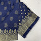 Classic Blue Golden Zari  Taffeta Suit Set With Dupatta
