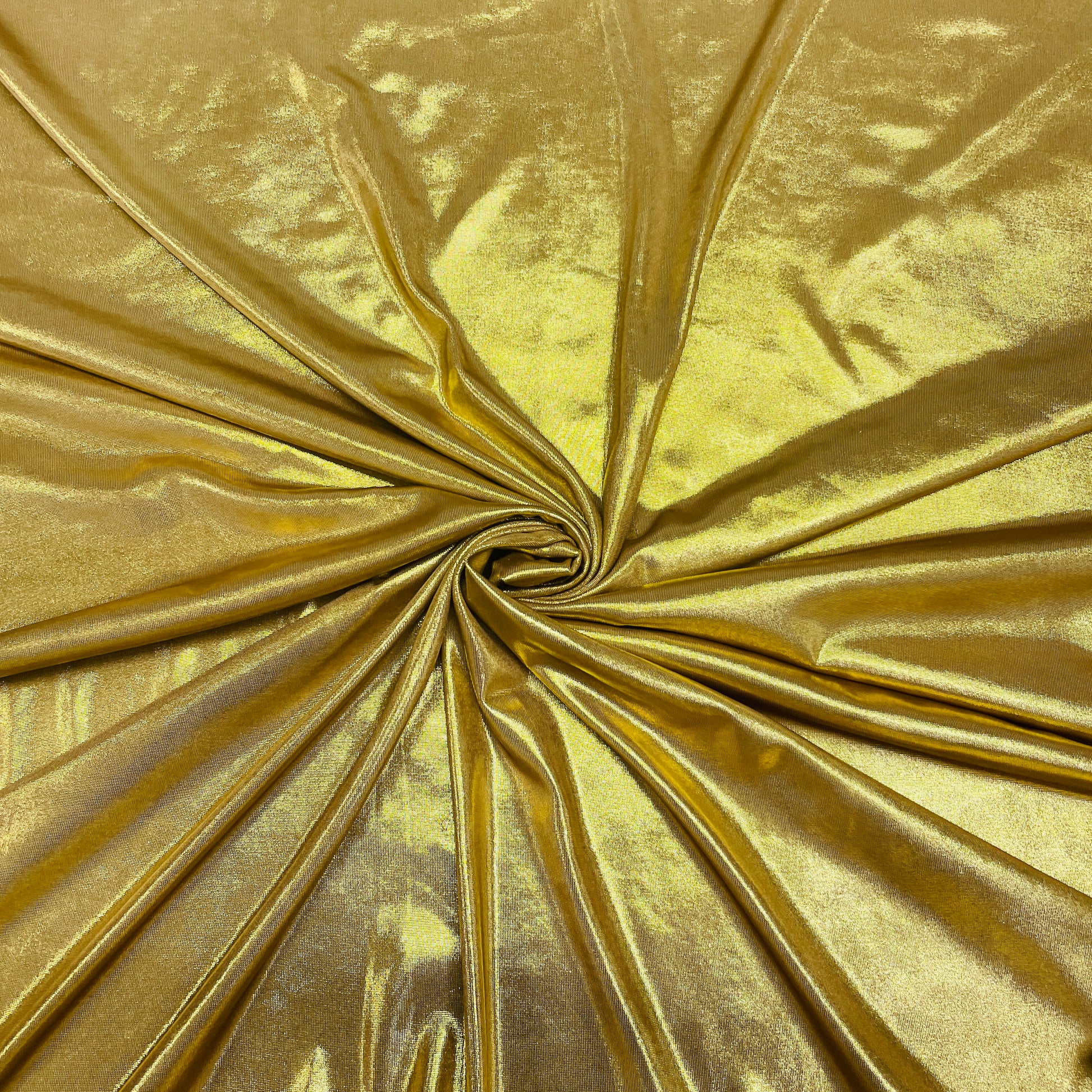Buy Golden Foil Print Shimmer Knitted Lycra Fabric Online