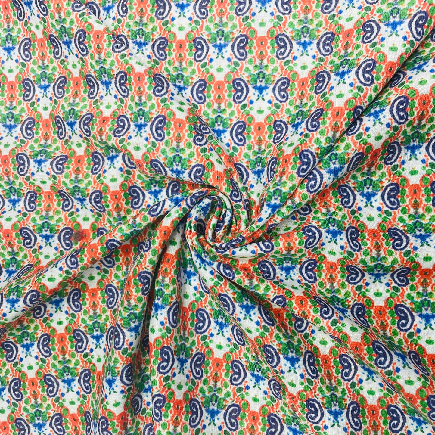 Multicolor Handblock Print Mulmul Fabric - TradeUNO