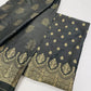 Classic Black Golden Floral  Taffeta Suit Set With Dupatta