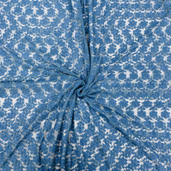 Aegean Blue Floral Print Crochet Fabric