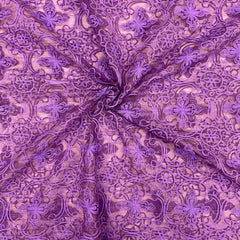 Amethyst Purple Floral Print Crochet Fabric