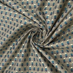 Premium Cream Green Buti Work Chanderi Fabric