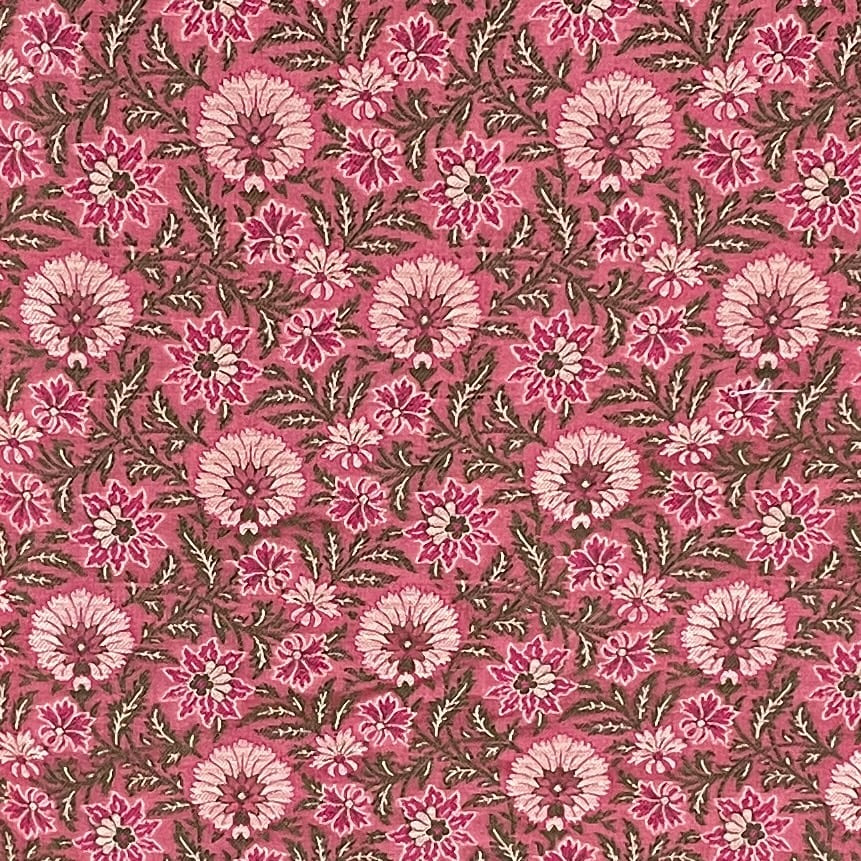 Premium Pink Traditional Floral Print Tanchui Jamewar Silk Fabric