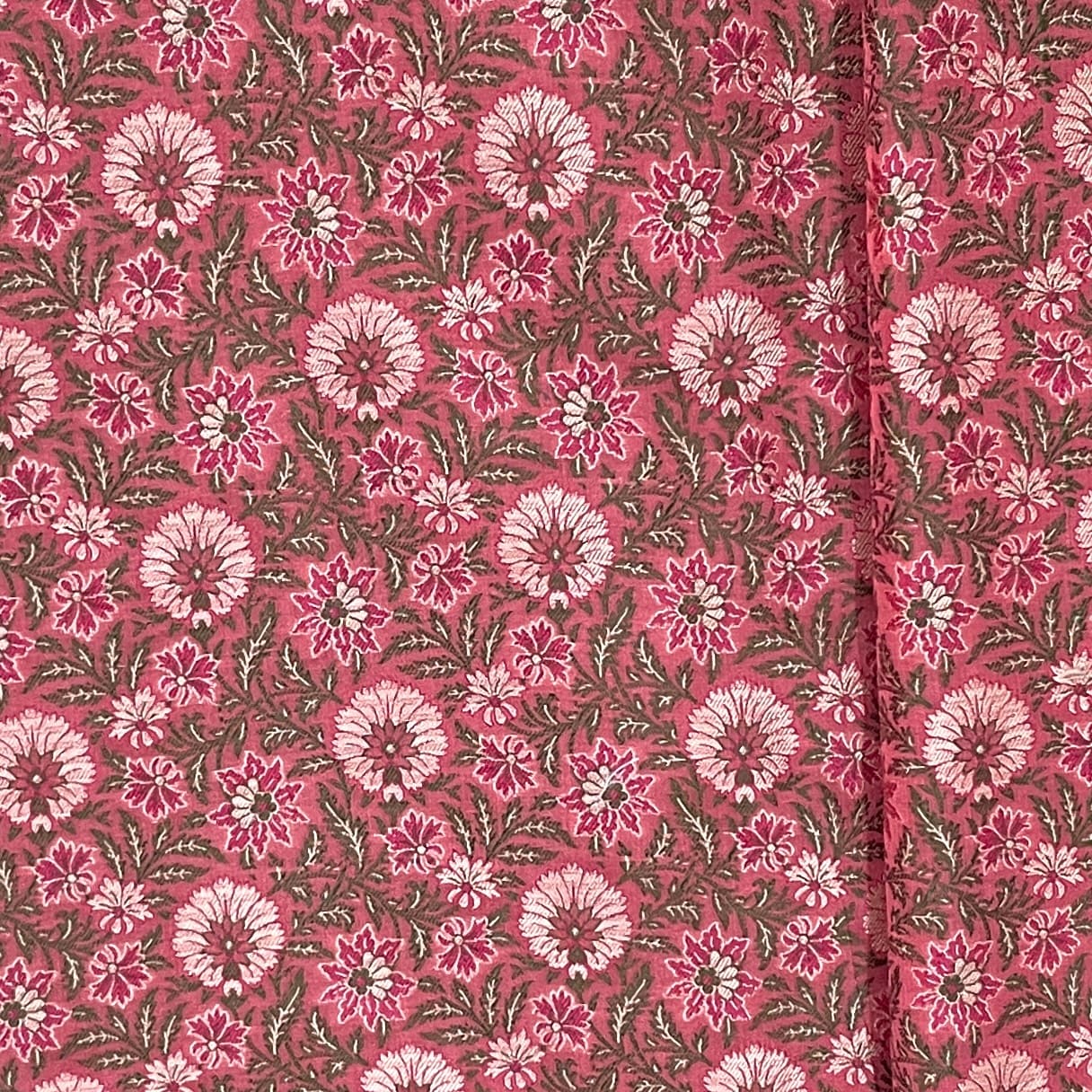 Premium Pink Traditional Floral Print Tanchui Jamewar Silk Fabric