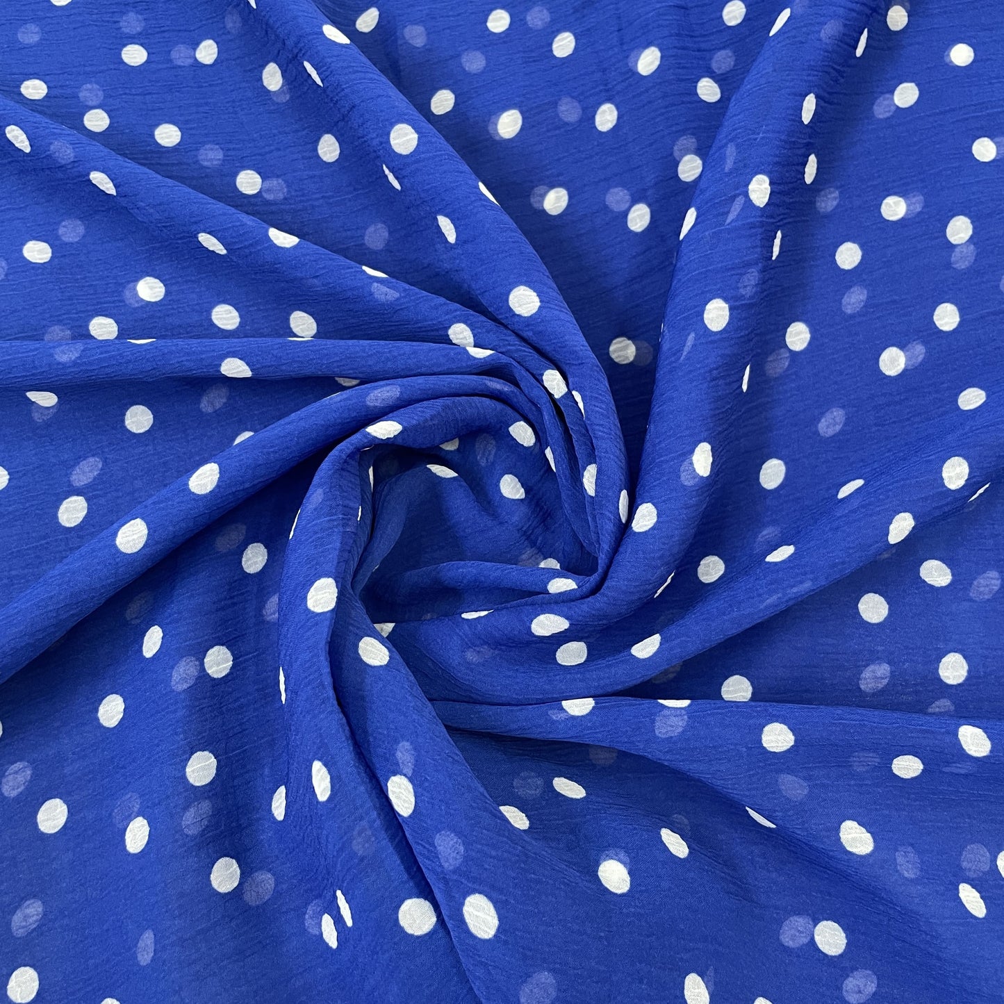 Premium Navy Blue & White Polka Dot Print Georgette Fabric