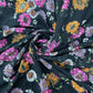 Black With Multicolor Floral Print Moss Crepe Fabric - TradeUNO