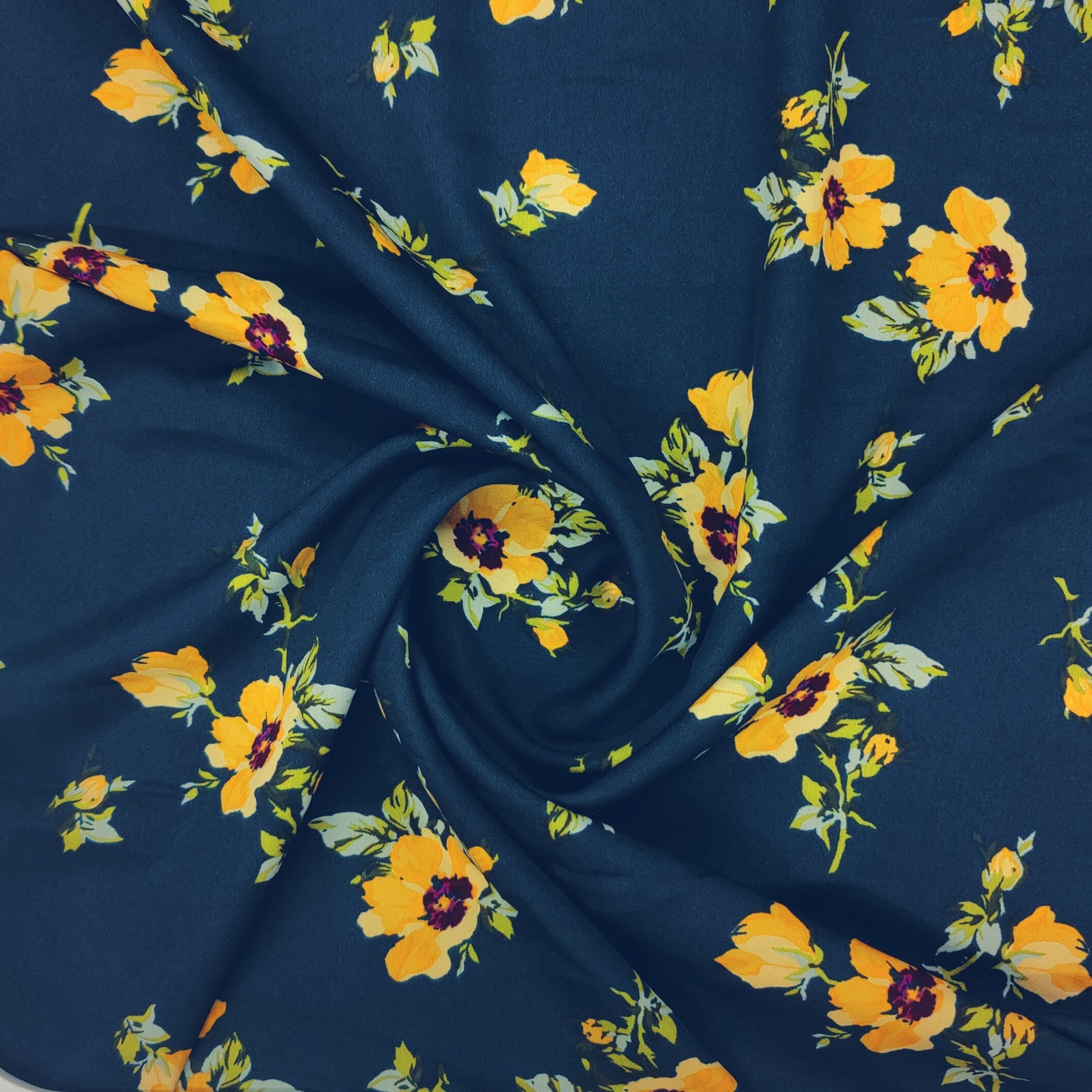 Buy Blue Floral Print Crepe Fabric Online at TradeUno – TradeUNO