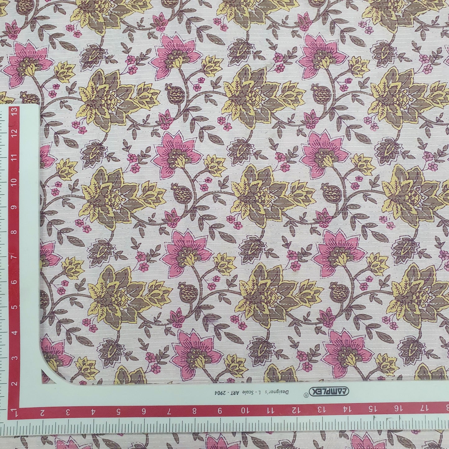 Pink Floral Print With Kantha Cotton Fabric Trade UNO