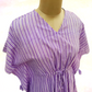 White & Purple Stripe Print Kaftan - TradeUNO