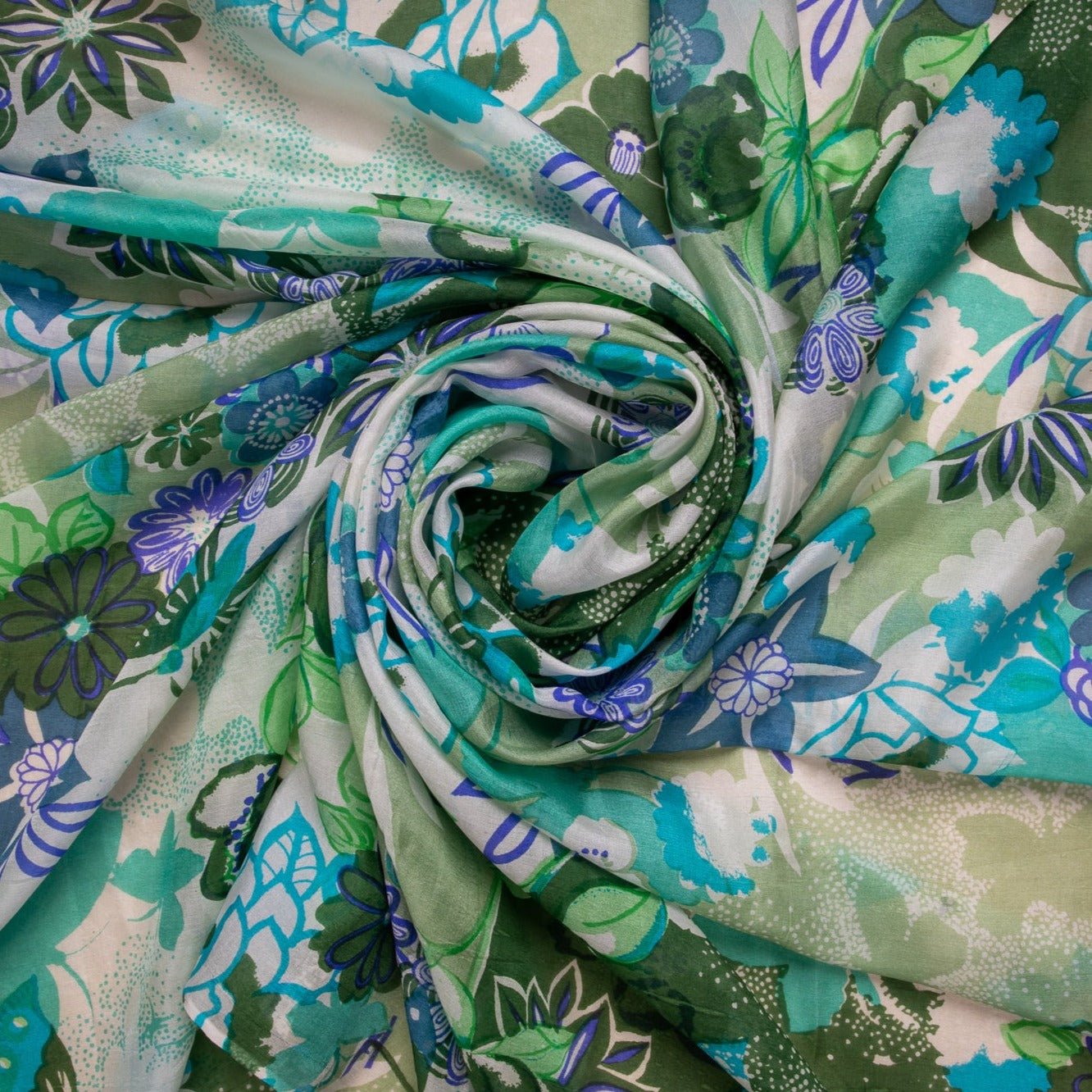 Blue and Green Floral Fabric