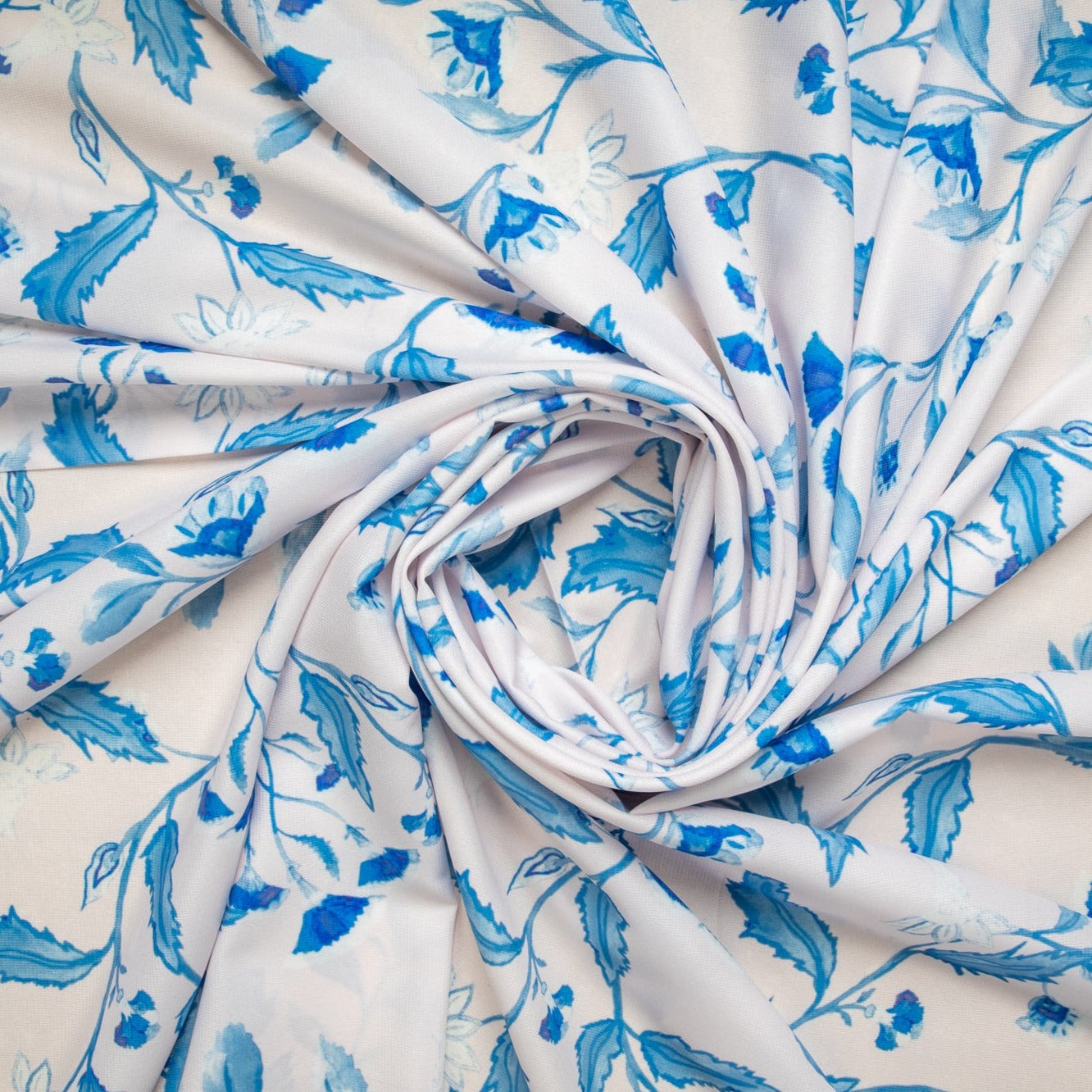 Buy Blue Floral Print Crepe Fabric Online at TradeUno – TradeUNO Fabrics