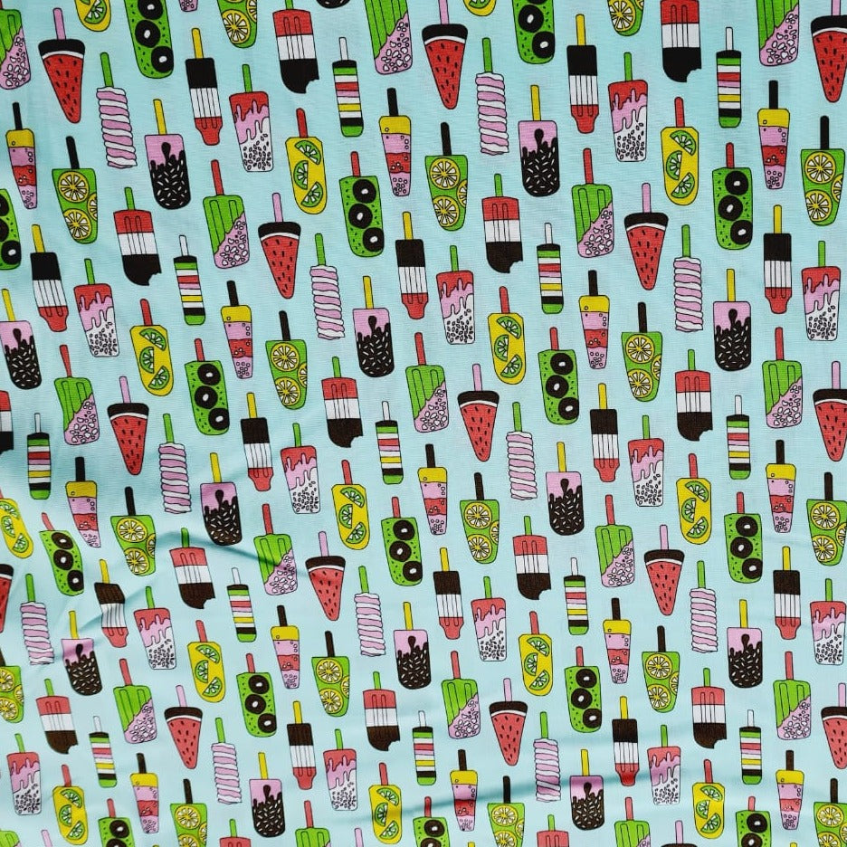 Green Ice Cream Kids Print Poplin Cotton Fabric Trade UNO