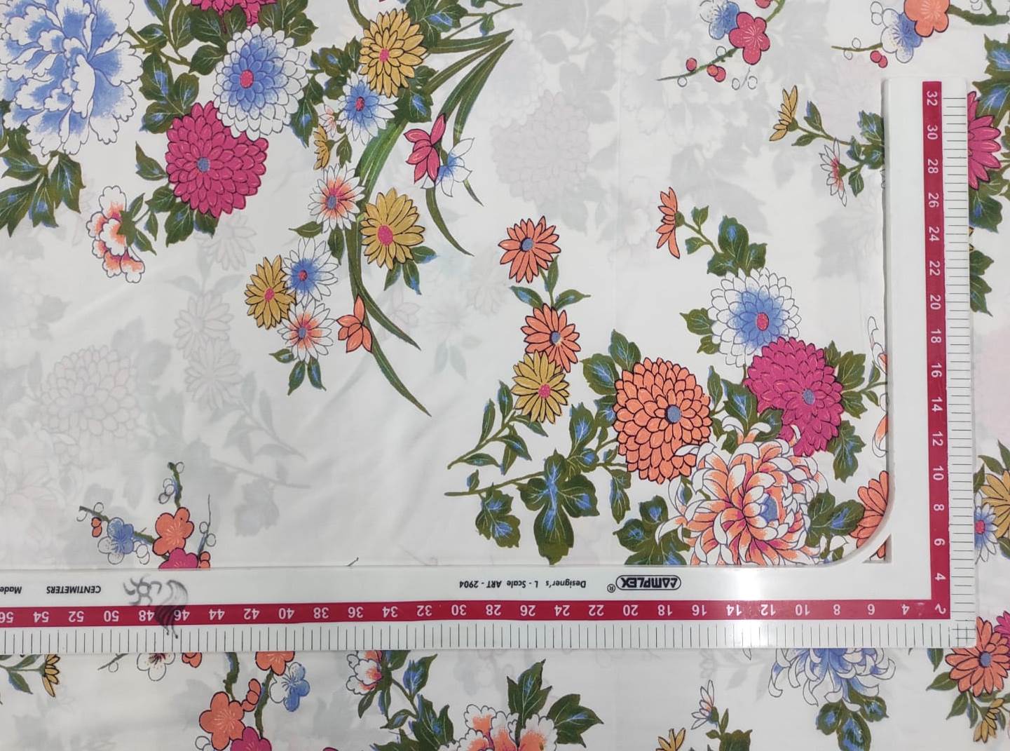 White Floral Crepe Fabric - TradeUNO