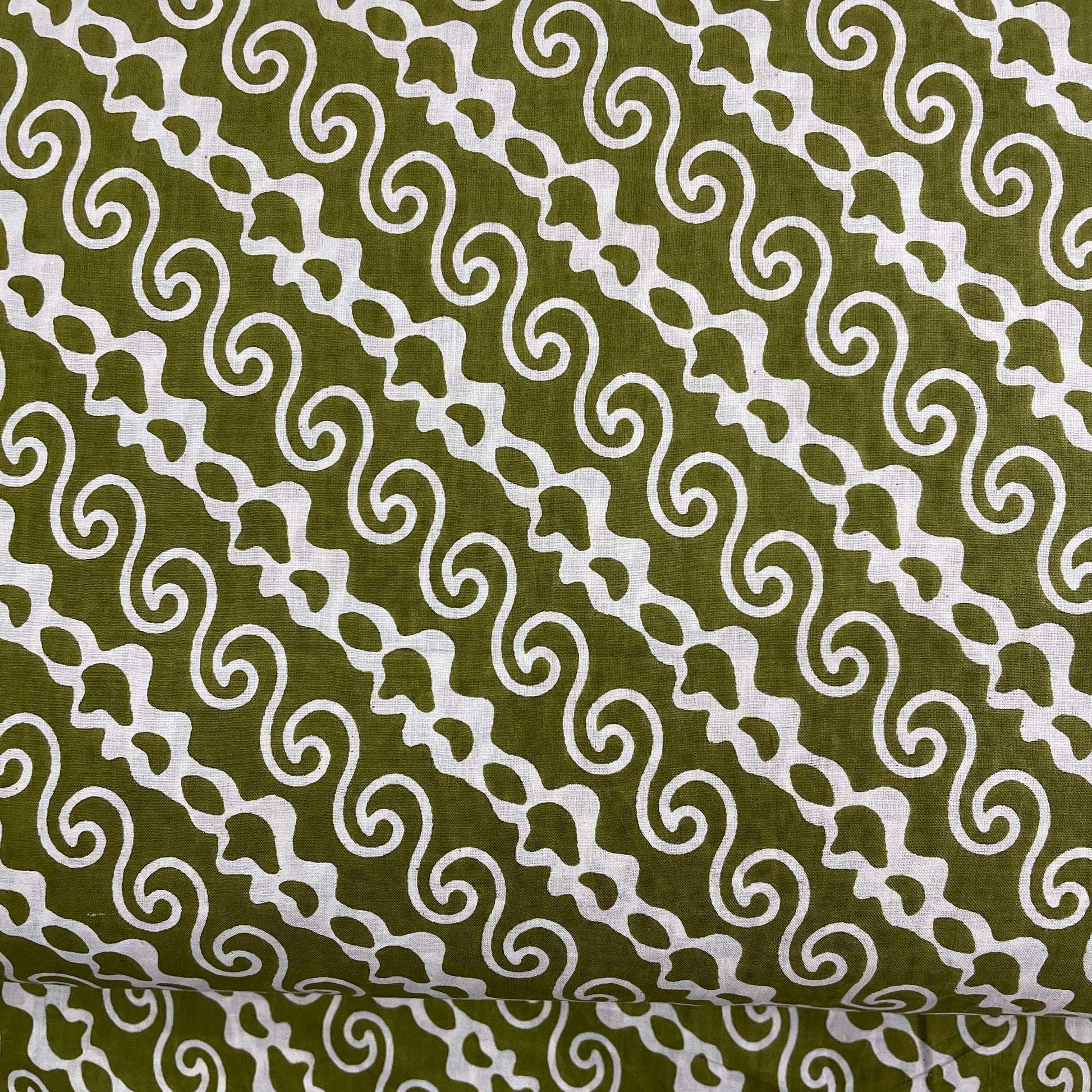 Green Bagru Print Cotton Fabric - TradeUNO