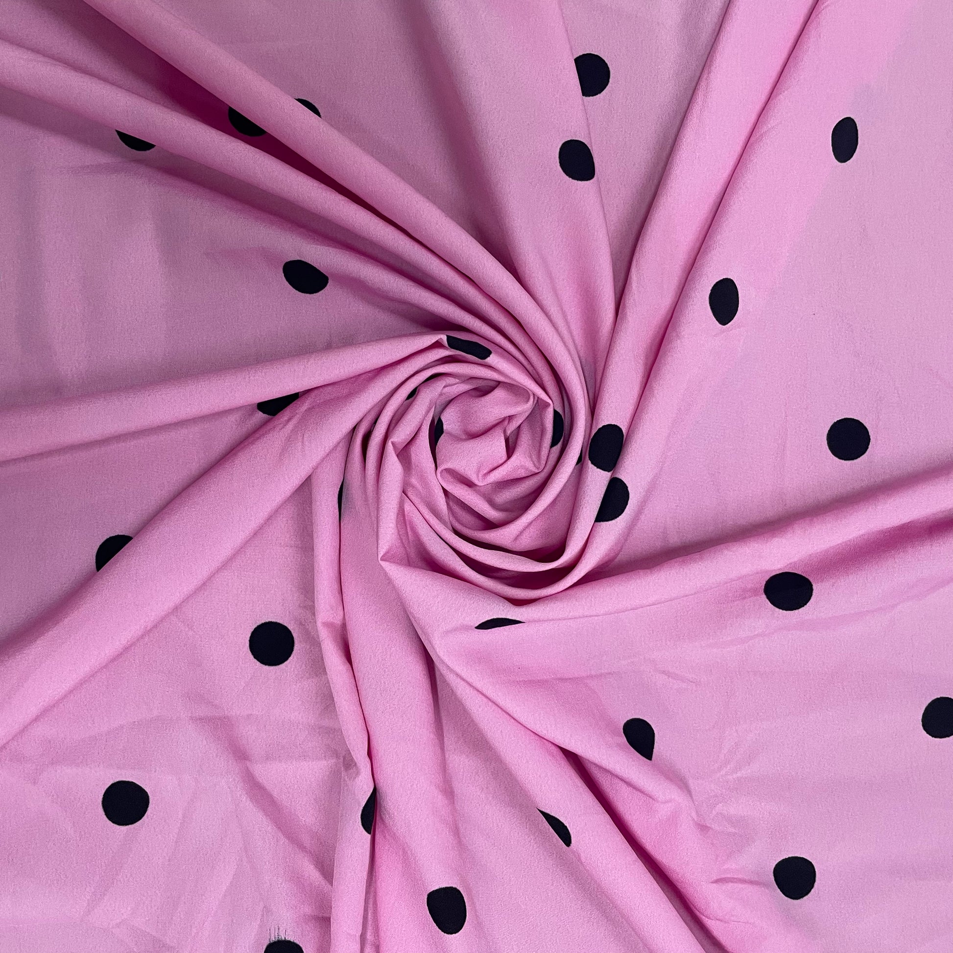 Pink Dot Print Crepe Fabric - TradeUNO