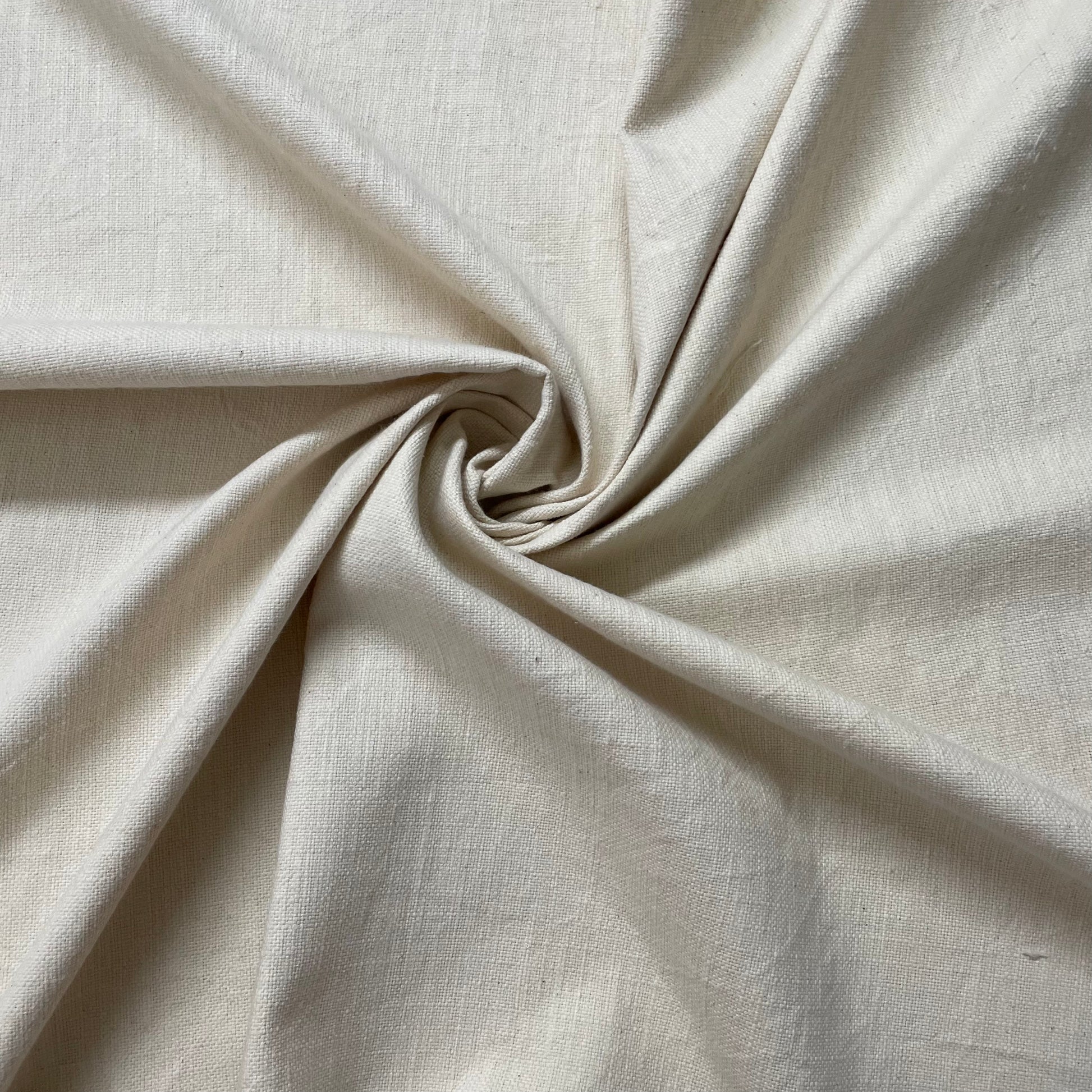 Cream Solid Slub Fabric - TradeUNO