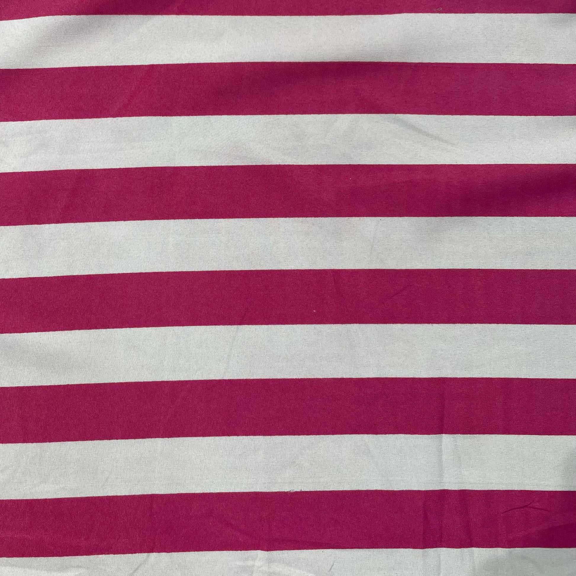 White With Pink Stripes Crepe Fabric - TradeUNO